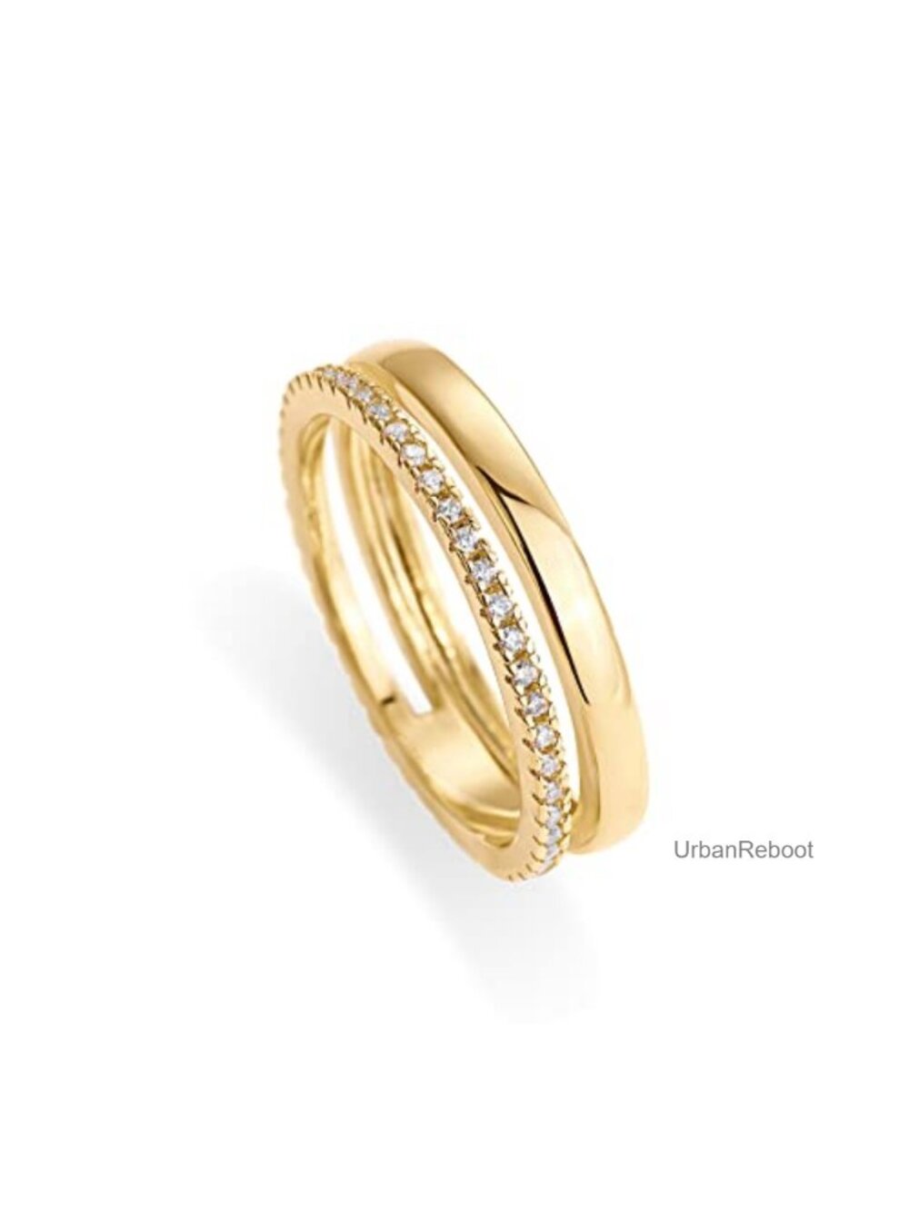 18K Gold Plated Cubic Zirconia Eternity Stacking Ring for Women
